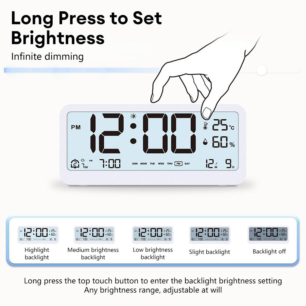 Digital Alarm Clock Table Electronics Wall Temperature Humidity Calendar Week Bedroom Child Desk Watch Night Light Decorations