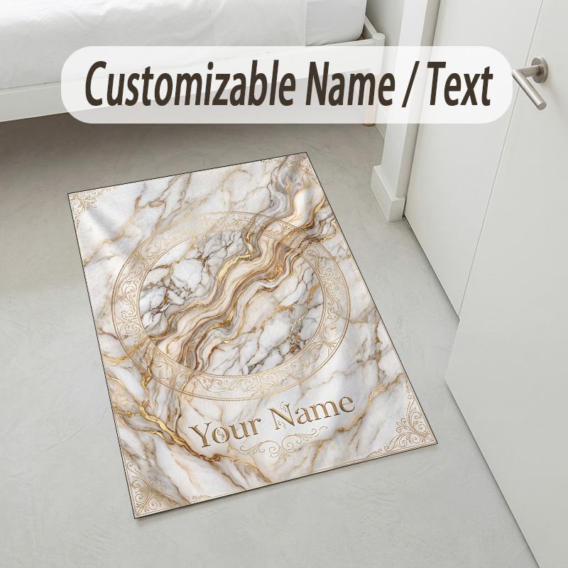 Mandala Theme Soft Crystal Velvet Rug Custom Name & Text Print Non Slip Floor Rug for Bedroom Living Room
