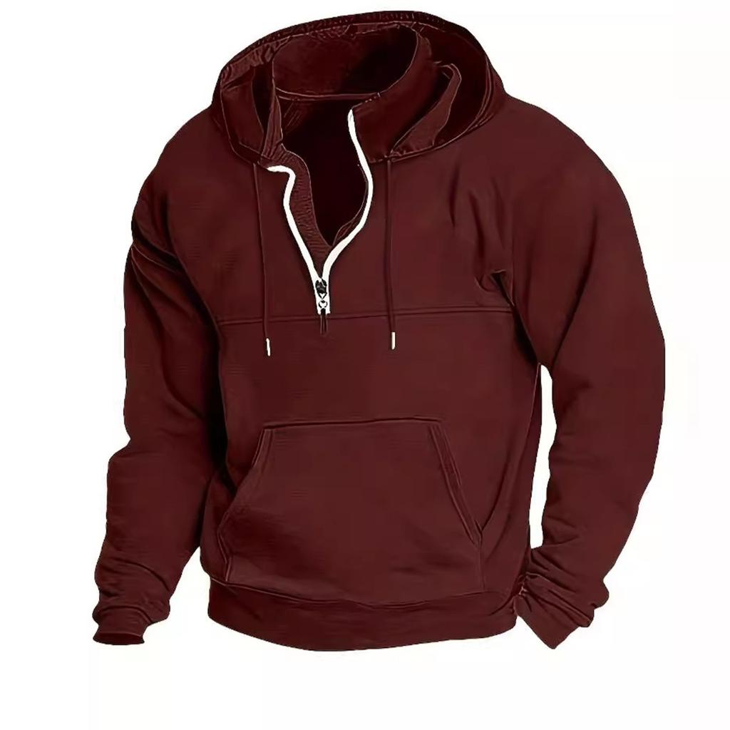 Fashion Hoodie Men's Stand Up Collar Zipper Hooded Sports And Casual Hoodie