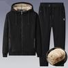 Men's Winter Plus Size Casual Warm Sets Hooded Fur Jacket + Pants Two Piece Set