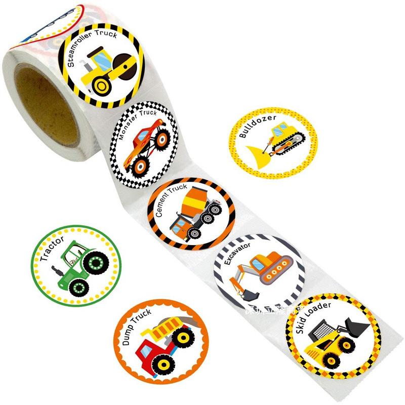 New 500pcs 8 Designs Kids Sticker Train Bus Sticker Cute Transportation Cars for Encouragement Student Children Label