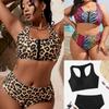 Новый женский купальник с леопардовым принтом, большой размер, купальный костюм бикини Fat MM