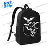 Halloween Swarm Of Bats Full Moon Spooky Vintage Art Backpack Waterproof Lightweight Laptop Backpack Shoulder Bag Casual Daypack
