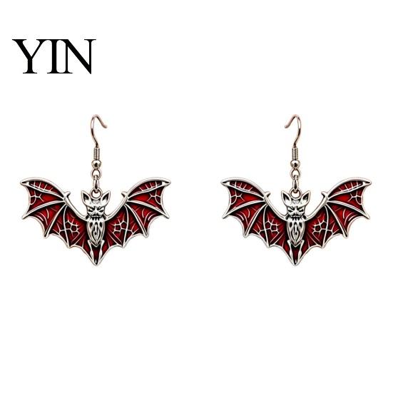 Spooky Spider Web Earrings Gothic Bat Halloween Accessory, Vintage Punk Necklace, Viking Jewelry for Style Dangle Drop Cosplay Party Fashionable Sets