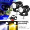 Motorcycle LED Headlight 24/12V for Truck Moto Trailer ATV Scooter Spotlights Fog Light Universal Mini Driving Light Dual Color