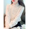French Stand-up Collar Chiffon Shirt for Women Fashionable and Beautiful Shirt Long-sleeved Bottoming Shirt Top