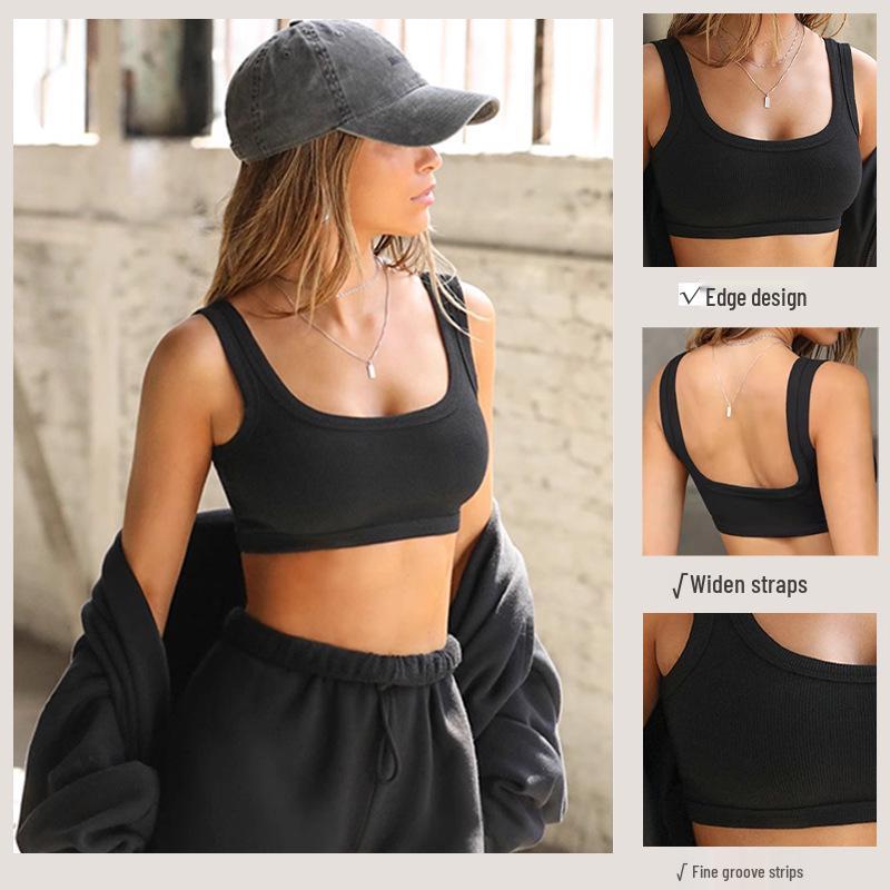 Европейский и американский женский спортивный жилет в рубчик: Сексуальный бюстгальтер для йоги и верхняя одежда для бега