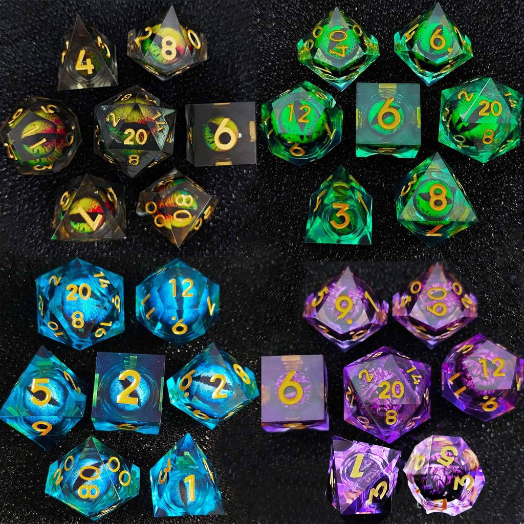 7 шт./компл. DND D20 Liquid Core Flow Eye Dice наборы для COC Dungeon and Dragon Pathfinder RPG ролевые игры вечеринки игрушки аксессуары
