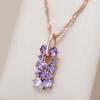 Sparkling Geometric Cut Purple Zircon Square Pendant Necklace for Women Party Daily Personality Jewelry