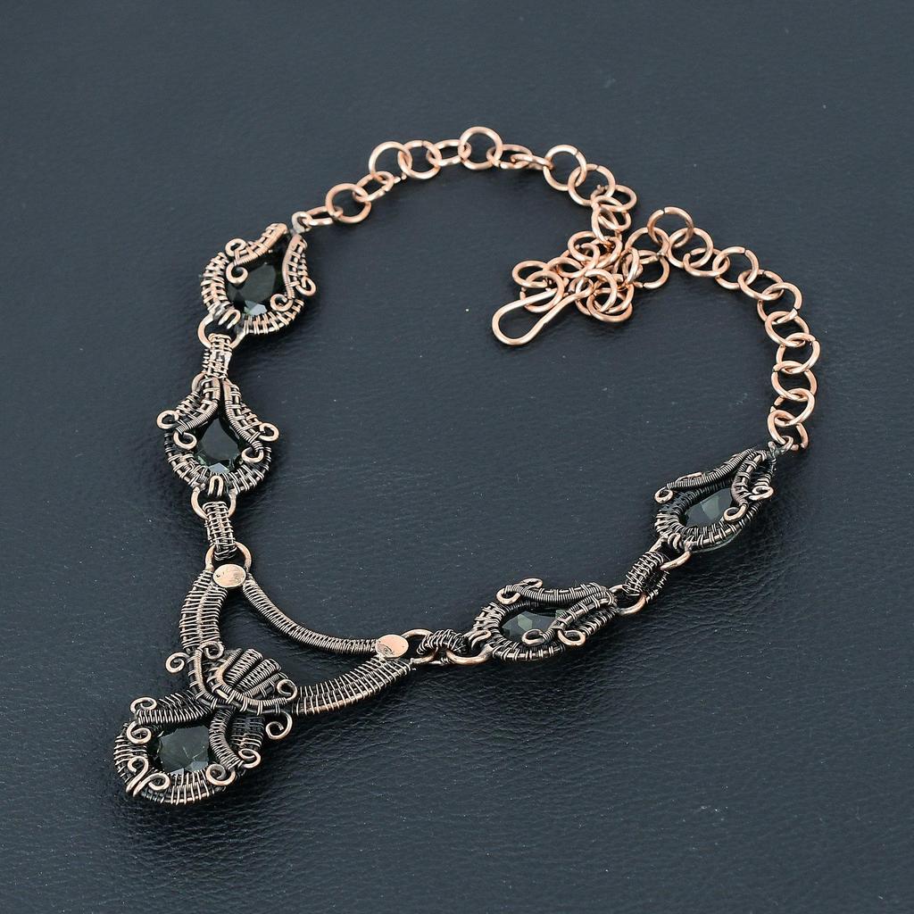 AAA + индиколит турмалин драгоценный камень ручной работы из чистой медной проволоки ювелирное ожерелье для любви