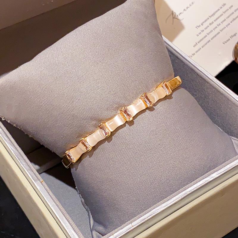 Zircon Bamboo Cat's Eye Snap Bracelet Light Luxury High-end Bracelet Europe and America