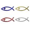 Religious Cross Car Window Stickers Waterproof Jesus Fish Badge Christian Ichthys Fish Sticker for Laptops Refrigerators