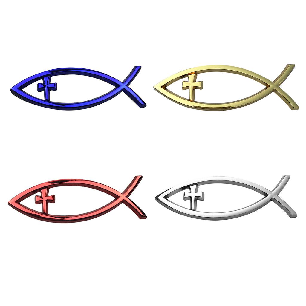 Religious Cross Car Window Stickers Waterproof Jesus Fish Badge Christian Ichthys Fish Sticker for Laptops Refrigerators
