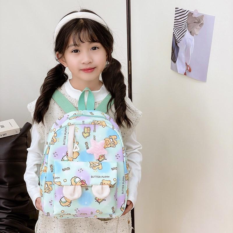 Cute Rabbit Ears Boys And Girls Backpack Cartoon Animation Bear Print Baby Schoolbag Children'S Backpack Tide