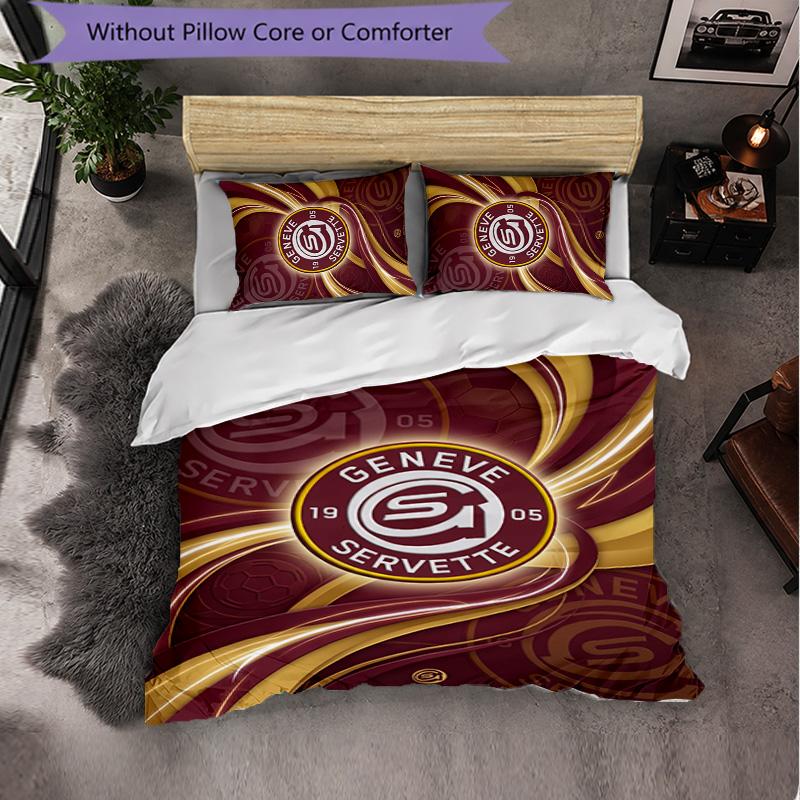 Servette FC Themed Bedding 3Pcs Duvet Cover Set Decorative Bed Linen For Teen Room Home Decoration