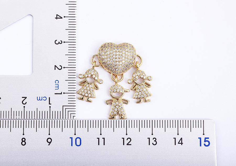 Nidin Hot Sale Son Daughter Heart Gold Plated Cubic Zirconia Family Girl Boy Pendant Necklace Chain Jewelry For Mother Gift