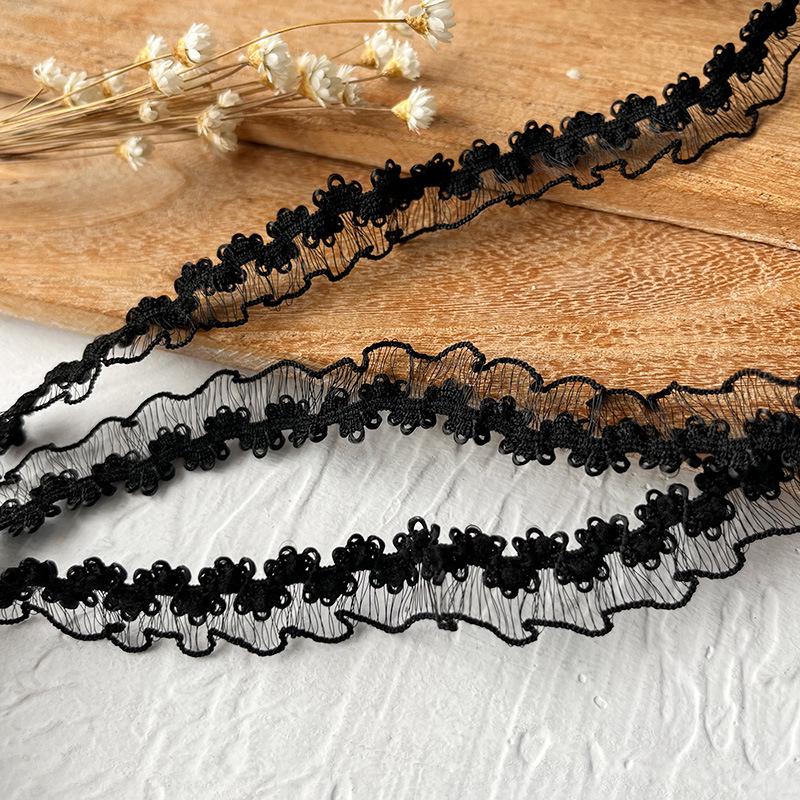 Черная кружевная органза для самостоятельного изготовления одежды и аксессуаров - украшение горловины и подола юбки