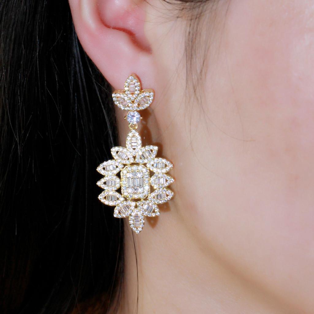 Длинные серьги Серьги из латуни с золотым покрытием Социальные изысканные банкетные украшения