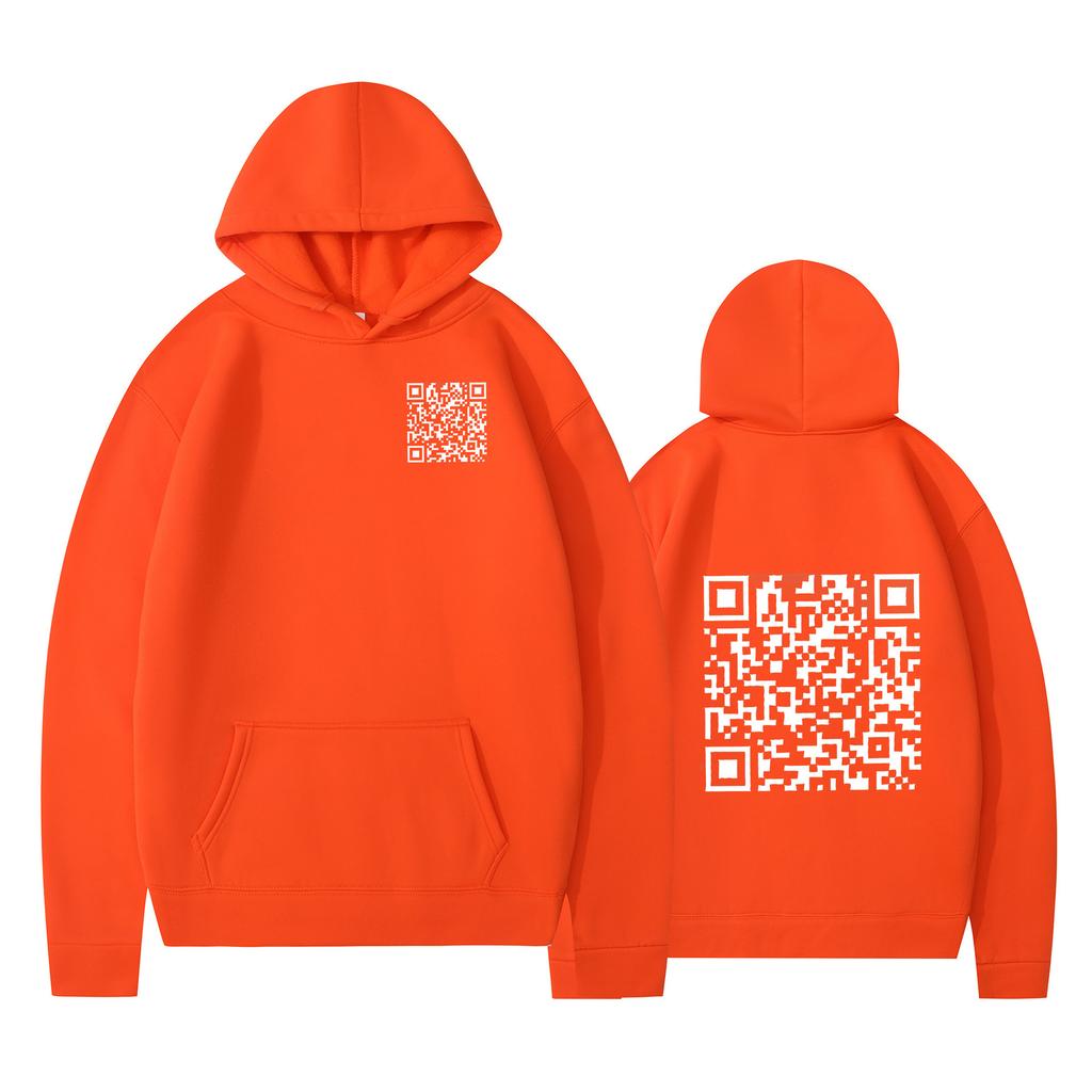 Cross-border hoodies, new printed styles, QR code scans, loose men's and women's hoodies