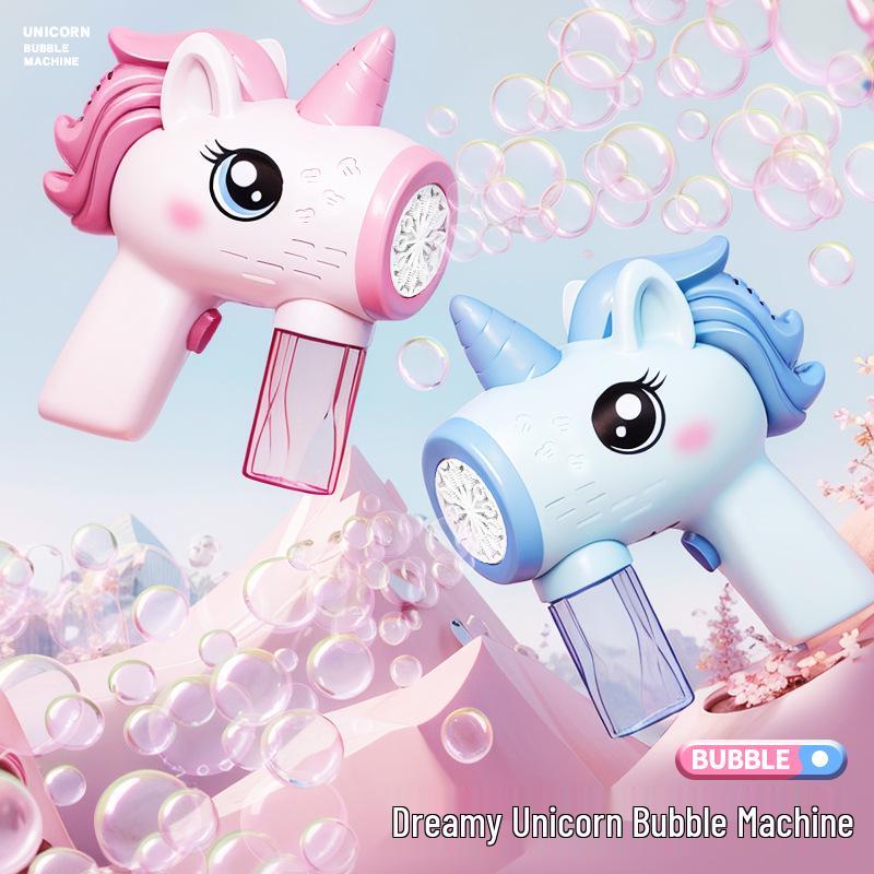 Unicorn Electric Bubble Maker: Kids' Automatic Light-Up Bubble Gun Gift