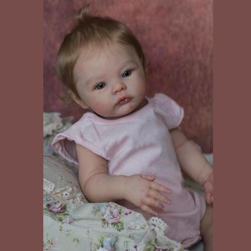 Reborn Dolls MEADOW 19 Inch Handmade 3D Painted Skin Newborn Doll Soft Touch Cloth Body with PP Cotton Bebe Reborn Doll Kids Birthday Holiday Present