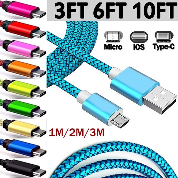 Кабель Micro USB 1 м/2 м/3 м USB-кабель для синхронизации данных для Samsung HTC LG Huawei Xiaomi Android Телефонные кабели