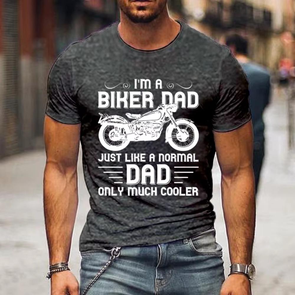 Я папа-байкер Принт Летняя футболка Мужская Мотоциклетная Графическая Футболка с Коротким Рукавом Свободная Футболка Хип-хоп Харадзюку Уличная одежда Мужская Футболка