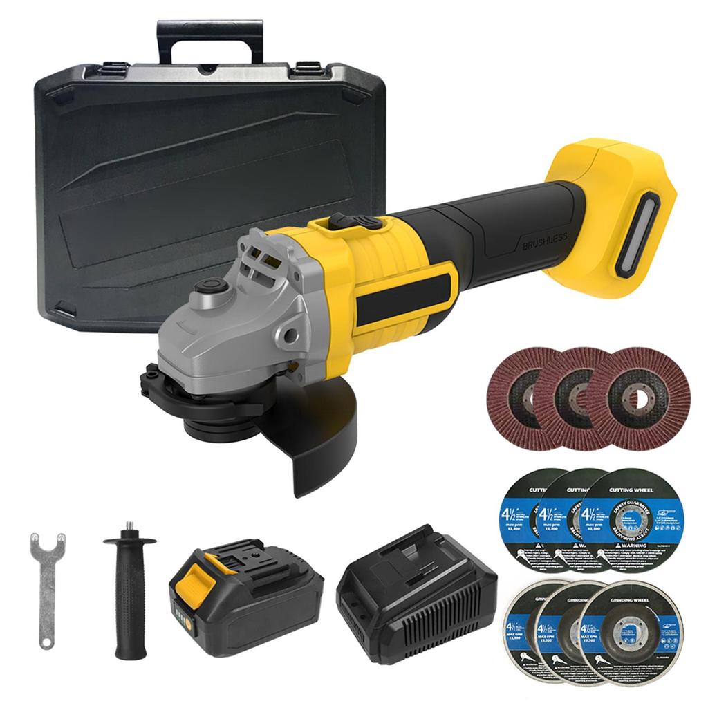 20 В, бесщеточный, 4-1/2 дюйма, 115 мм, угловая шлифовальная машина, 4,0 Ач, литий-ионная батарея, быстрая работа