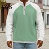 Breathable Outdoor Activewear Men Waffle Sweatshirt, Long Sleeve Quarter Zip Contrasting Color Mens Sweatshirt Casual Stand Collar Pullover Shirt for