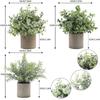 Set of 3 Artificial Eucalyptus Plants Faux Rosemary Plant Fake Plants Mini Potted Artificial Plants Small for Home Office Desk Greenery Decoration