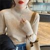 Fashion Elegant Women Knitted Pullover Sweaters Autumn Long Sleeve Casual Sweater Women Semi High Neck Winter Jumpers Slim Base Knitwear Tops 24975