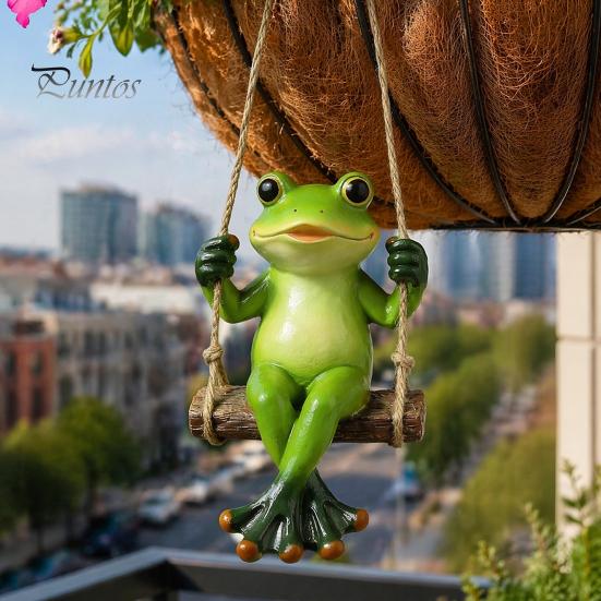 Прочная Декоративная Статуэтка Лягушки для Садовой Качели из Синтетической Смолы, Подвесное Украшение, Забавная Наружная Скульптура для Дерева, Милая Фигурка для Крыльца, Двора, Балкона