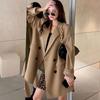 Women's Spring Autumn Loose Temperament Suit Jacket Fashion High Street Double Breasted Blazers Casual Pockets Office Coat