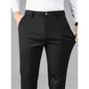 Мужские легкие брюки в стиле business casual - Однотонные офисные брюки средней посадки, застежка на пуговицы, универсальная профессиональная одежда, минималистичный дизайн