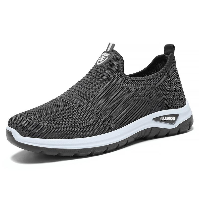 Мужская обувь лето новая летящая тканая дышащая сетчатая обувь один педаль старые пекинские тканевые туфли мужская удобная повседневная обувь