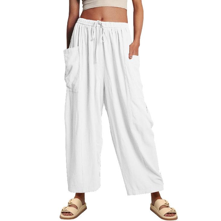 Женские свободные укороченные брюки с эластичным поясом, плиссированные, средней посадки, прямого кроя, повседневные, весна/лето 2026