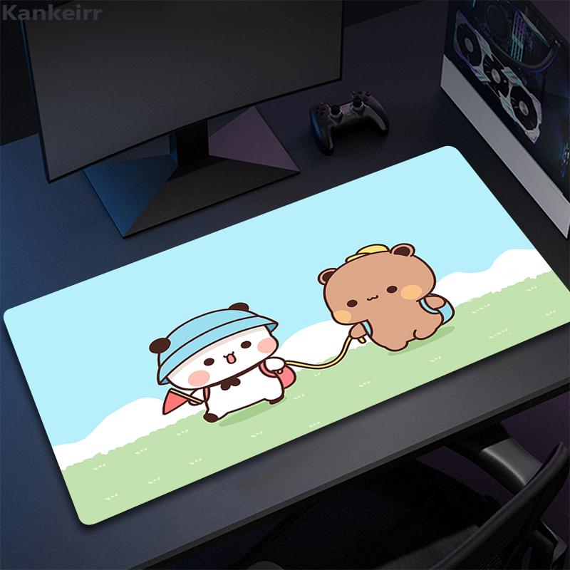 Super Cute Bear Cartoon Deskpad Office Computer Desk Mat Keyboard Big Mouse Pad Laptop Cushion Nonslip for PC Kawaii Desk Pad
