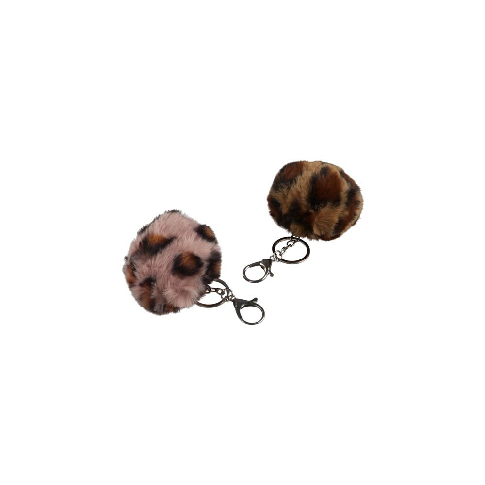Car Accessories Pendant Heart Round Ball Leopard Plush Fur Ball Key Chains Key Ring Plush Keychain
