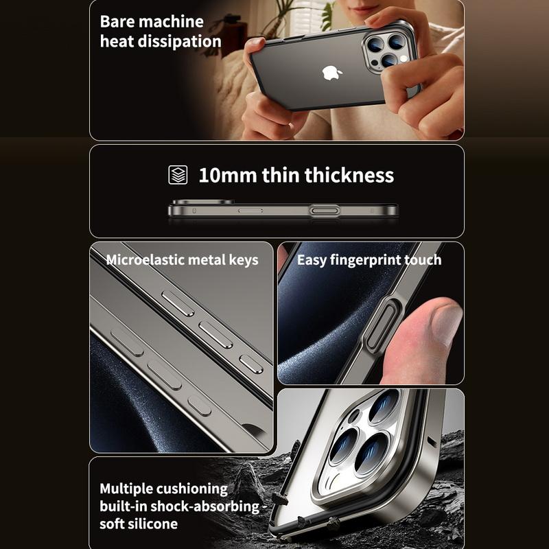 Алюминиевый сплав рамка роскошный тонкий чехол для iPhone 16 Plus 15 Pro Max 14 Pro 13 противоударный внутренний силиконовый чехол для телефона