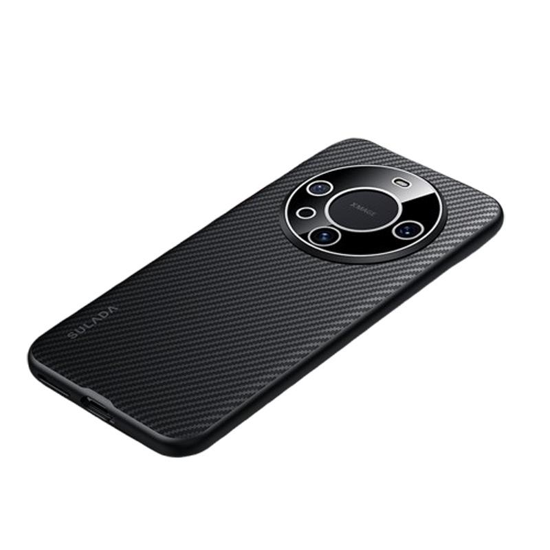 Чехол для телефона Huawei Mate60pro Всесторонний Противоударный HUAWEI Текстурированный под углеволокно Магнитный M60 Легкий Роскошный Кожаный Чехол
