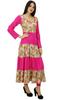 Women Long Cotton Kurti Pink Ladies Kurta Long-Sleeve Printed Floral