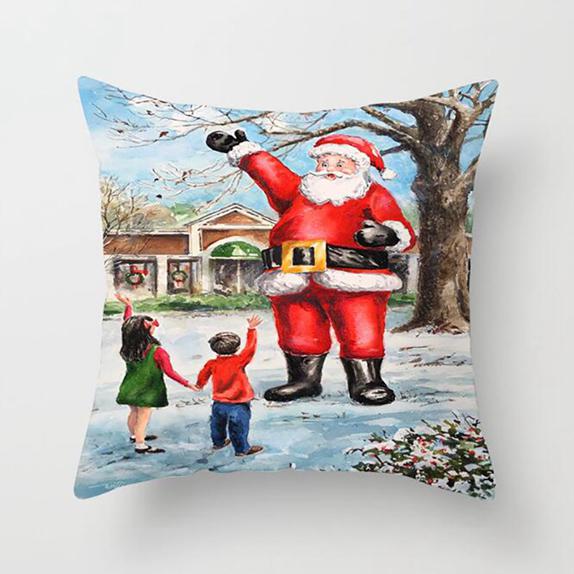 Рождественский квадратный плед с узором Санта-Клауса, наволочка для домашней гостиной, украшения дивана, наволочка, наволочка