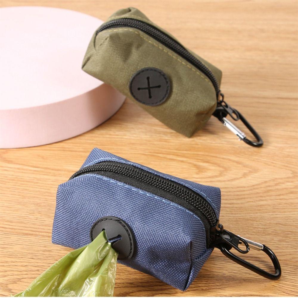 with Carabiner Clip Dog Poop Bag Holder Oxford Cloth Animal Waste Collection Pouch Walking