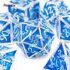 7 Pcs Silver Blue Hand Metal Dice Solid Metal Polyhedral Dice Set Suitable for Role-Playing RPG  Board Game Card Game