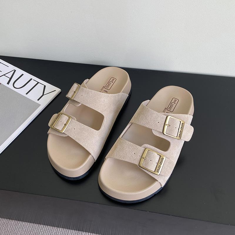 Женские летние шлепанцы на толстой подошве для улицы 2025 новинка универсальные женские пляжные крутые шлепанцы