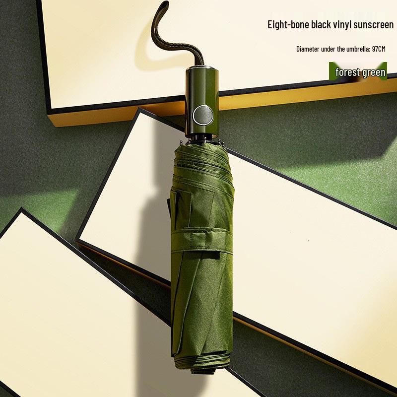 Полностью автоматический трехслойный зонт с черным клеем и защитой от УФ-лучей с логотипом для дождя или солнца