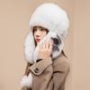 100% Real Fox Fur Hats 2022 New Women's Ushanka Aviator Trapper Ski Hat Earmuff Winter Raccoon Fur Baseball Hat Warm Fur Hat