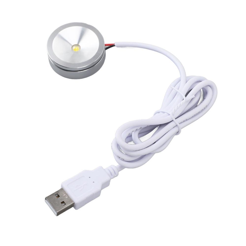 2pcs 5V Small LED Showcase Lamps Round Display Lights USB Mini Spotlights Cabinet Lighting
