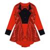 Kids Girls Halloween Cosplay Circus Ringmaster Dress Up Costume Sequins Jazz Dance Wear Leotard Dress