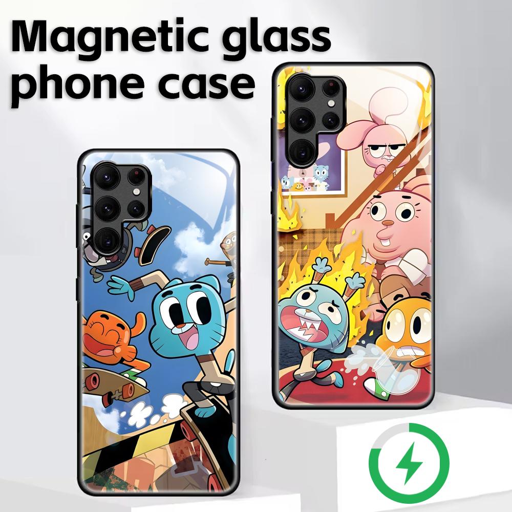 The Amazing World of Gumball Phone Case For Samsung S25 S24 S23 S22 S21 S20 Plus Ultra Note20 Glass Magnetic Case